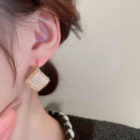 Fashion Rhombus Copper Inlay Zircon Earrings 1 Pair main image 3