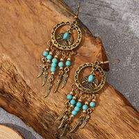 Ethnic Style Feather Bird Alloy Inlay Turquoise Women's Drop Earrings 1 Pair main image 2