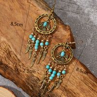 Ethnic Style Feather Bird Alloy Inlay Turquoise Women's Drop Earrings 1 Pair main image 3