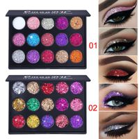 New Style 15 Colors Shiny Sequins Glitter Powder Eye Shadow Plate main image 4