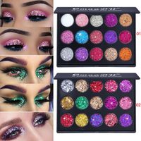 New Style 15 Colors Shiny Sequins Glitter Powder Eye Shadow Plate main image 1