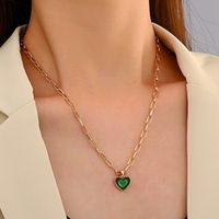 Fashion Heart Shape Alloy Enamel Women's Pendant Necklace 1 Piece sku image 1