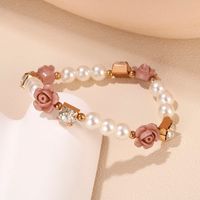 Style Simple Fleur Arylique Perle Incruster Zircon Femmes Bracelets 1 Pièce main image 4