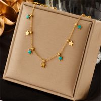 304 Stainless Steel 18K Gold Plated Simple Style Enamel Pentagram Necklace main image 1