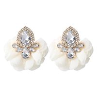 Fashion Flower Alloy Cloth Inlay Artificial Diamond Women's Ear Studs 1 Pair sku image 2