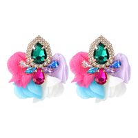Fashion Flower Alloy Cloth Inlay Artificial Diamond Women's Ear Studs 1 Pair sku image 5