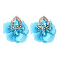 Fashion Flower Alloy Cloth Inlay Artificial Diamond Women's Ear Studs 1 Pair main image 6