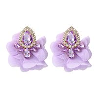 Fashion Flower Alloy Cloth Inlay Artificial Diamond Women's Ear Studs 1 Pair sku image 6
