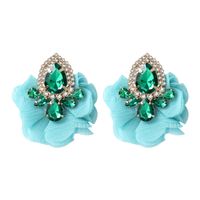 Fashion Flower Alloy Cloth Inlay Artificial Diamond Women's Ear Studs 1 Pair sku image 4