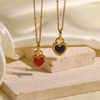 Retro Heart Shape Titanium Steel Enamel Pendant Necklace main image 6