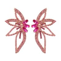 1 Par Elegante Glamour Brillante Flor Embutido Aleación Diamante Artificial Pendientes sku image 2
