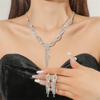Fashion New Simple Wedding Jewelry Set Bridal Ornament Necklace Earrings Suite sku image 1