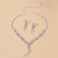 Fashion New Simple Wedding Jewelry Set Bridal Ornament Necklace Earrings Suite main image 4
