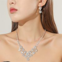 Fashion Woven Rhinestone Clavicle Bridal Jewelry Necklace And Earrings Set sku image 10