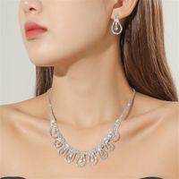 Fashion Woven Rhinestone Clavicle Bridal Jewelry Necklace And Earrings Set sku image 14