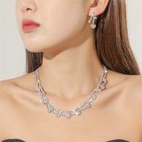 Fashion Woven Rhinestone Clavicle Bridal Jewelry Necklace And Earrings Set sku image 17