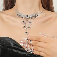 Fashion Woven Rhinestone Clavicle Bridal Jewelry Necklace And Earrings Set sku image 19