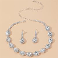 Fashion Woven Rhinestone Clavicle Bridal Jewelry Necklace And Earrings Set main image 6