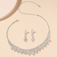 Fashion Woven Rhinestone Clavicle Bridal Jewelry Necklace And Earrings Set main image 10