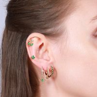 Fashion Leaves Flower Copper Gold Plated Zircon Earrings 5 Piece Set main image 1
