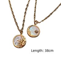 Ethnic Style Sun And Moon Totem Stainless Steel Inlay Natural Fritillary Pendant Necklace main image 2