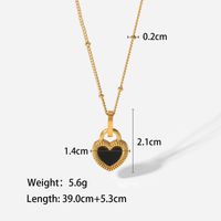 Retro Heart Shape Titanium Steel Enamel Pendant Necklace sku image 1