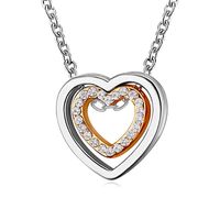 Sweet Heart Shape Alloy Plating Inlay Artificial Gemstones Women's Pendant Necklace sku image 4