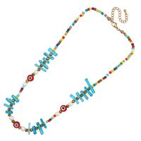 21 Glass Beads Handmade Beaded Stainless Steel Lobster Clasp Rainbow Little Daisy Necklace Women's Simple Clavicle Necklace sku image 4