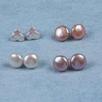 Simple Style Bread Bead Sterling Silver Inlaid Pearls Pearl Earrings 1 Pair main image 1