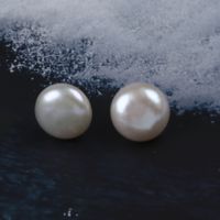 Simple Style Bread Bead Sterling Silver Inlaid Pearls Pearl Earrings 1 Pair sku image 1