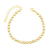 Simple Style Round Copper Gold Plated Zircon Bracelets 1 Piece main image 4