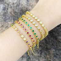 Simple Style Round Copper Gold Plated Zircon Bracelets 1 Piece main image 1