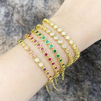 Simple Style Round Copper Gold Plated Zircon Bracelets 1 Piece main image 6