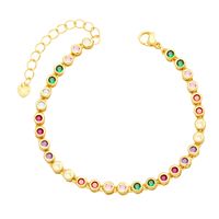 Simple Style Round Copper Gold Plated Zircon Bracelets 1 Piece sku image 1