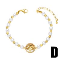 Retro Cross Devil's Eye Imitation Pearl Copper Enamel Gold Plated Zircon Bracelets 1 Piece main image 2