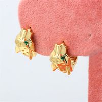 Fashion Animal Leopard Copper Gold Plated Zircon Hoop Earrings 1 Pair main image 8