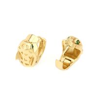 Fashion Animal Leopard Copper Gold Plated Zircon Hoop Earrings 1 Pair main image 4