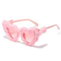 Cute Heart Shape Ac Special-shaped Mirror Plush Full Frame Women's Sunglasses main image 5