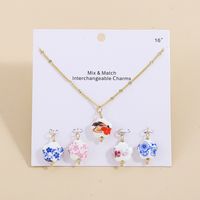 Chinoiserie Flower Alloy Plating Women's Pendant Necklace 1 Set sku image 1