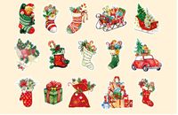 Cute Cartoon Christmas Party Night Decorative Stickers 30 Pieces sku image 3