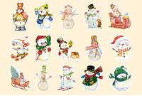 Cute Cartoon Christmas Party Night Decorative Stickers 30 Pieces sku image 5