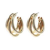 Fashion Round Alloy Inlay Rhinestones Pearl Women's Hoop Earrings 1 Pair main image 5