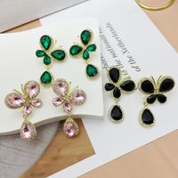 Glam Butterfly Alloy Inlay Artificial Crystal Zircon Women's Drop Earrings 1 Pair main image 3