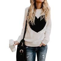 Women's Sweater Long Sleeve Sweaters & Cardigans Patchwork Fashion Heart Shape main image 4
