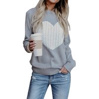 Women's Sweater Long Sleeve Sweaters & Cardigans Patchwork Fashion Heart Shape main image 3