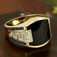 Simple Style Geometric Alloy Plating Inlay Rhinestones Men's Rings 1 Piece sku image 2