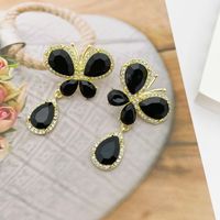 Glam Butterfly Alloy Inlay Artificial Crystal Zircon Women's Drop Earrings 1 Pair sku image 3