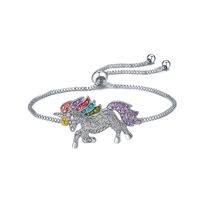 Fashion Unicorn Alloy Plating Inlay Artificial Gemstones Girl's Bracelets 1 Piece main image 4