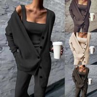 Women's British Style Solid Color Polyester Patchwork Pants Sets main image 2