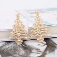 Fashion Christmas Tree Alloy Inlay Rhinestones Pearl Women's Drop Earrings 1 Pair main image 2